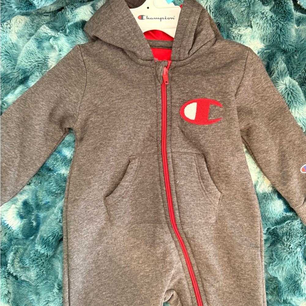 Champion Kids Gray and Red Footie